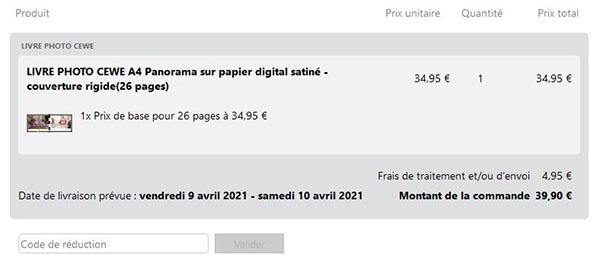 case du code promo Cewe dans le logiciel livrephoto.org. Ne fonctionne pas avec les logiciels Leclerc, Fnac, France Loisirs, Super U