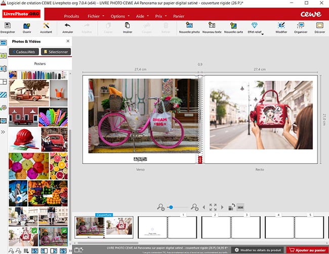 création de produit avec le logiciel photo Cewe livrephoto.org